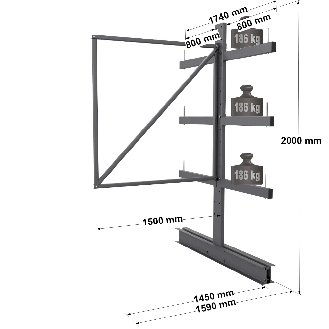 Cantilever léger double face - Kit suivant H. 2000 x L. 1500 x P. 800 mm 3 niv.-Lire la description