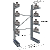 Cantilever lourd simple face - Kit départ H. 2500 x L. 1500 x P. 600 mm 4 niv.