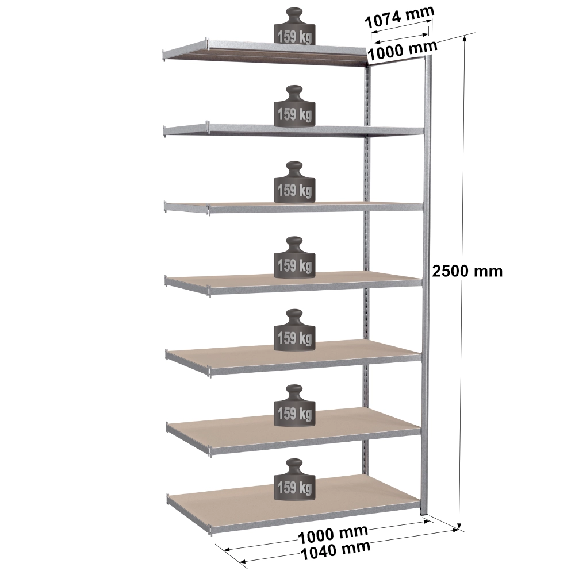 Rayonnage Epsiline - Kit suivant galvanisé 2500x1000x1000 mm 7 niv. Rayonnage Epsiline - Kit suivant galvanisé 2500x1000x1000 mm 7 niv.-Lire la description