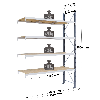 Rayonnage - kit suivant 2500x1500x800 mm 4 niv. - 465 kg/niveau