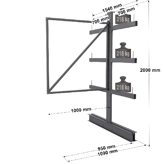 Cantilever léger double face - Kit suivant H. 2000 x L. 1000 x P. 700 mm 3 niv. Cantilever léger double face - Kit suivant H. 2000 x L. 1000 x P. 700 mm 3 niv.-Lire la description