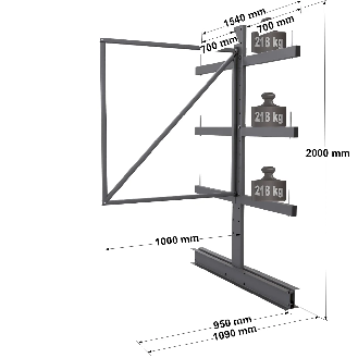 Cantilever léger double face - Kit suivant H. 2000 x L. 1000 x P. 700 mm 3 niv.-Lire la description