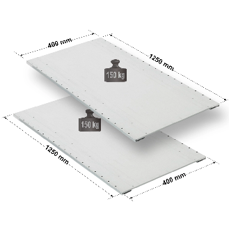Rayonnage - Lot de 2 tablettes perforées galvanisées L. 1250 x P. 400 mm-Lire la description
