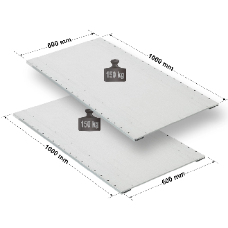 Rayonnage - Lot de 2 tablettes perforées galvanisées L. 1000 x P. 600 mm-Lire la description