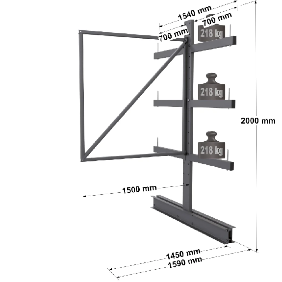 Cantilever léger double face - Kit suivant H. 2000 x L. 1500 x P. 700 mm 3 niv. Cantilever léger double face - Kit suivant H. 2000 x L. 1500 x P. 700 mm 3 niv.-Lire la description