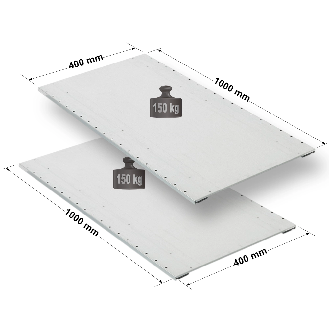 Rayonnage - Lot de 2 tablettes perforées galvanisées L. 1000 x P. 400 mm-Lire la description