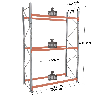 Rack Epsirack XL - Kit départ 4000x2700x1100 mm 3 niv. de stockage palette-Lire la description