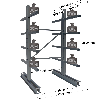 Cantilever lourd double face - Kit départ H. 2500 x L. 1000 x P. 600 mm 4 niv.