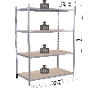 Rayonnage - Kit départ galvanisé 1760x1000x500 mm 4 niv.