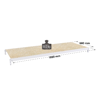 Rayonnage - niveau sup. peint 1800x600 mm, capacité charge 683 kg-Lire la description