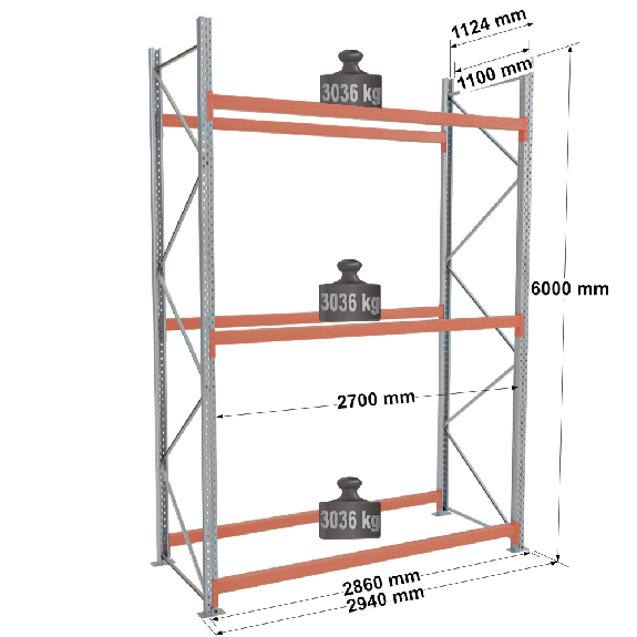 Rack Epsirack XL - Kit départ 6000x2700x1100 mm 3 niv. de stockage palette Rack Epsirack XL - Kit départ 6000x2700x1100 mm 3 niv. de stockage palette-Lire la description