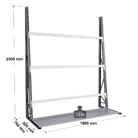 Rayonnage Epsivol vertical - Kit départ simple face peint 2500x1800x760 mm Rayonnage Epsivol vertical - Kit départ simple face peint 2500x1800x760 mm-Lire la description