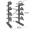 Cantilever lourd double face - Kit départ H. 2500 x L. 1000 x P. 700 mm 4 niv.