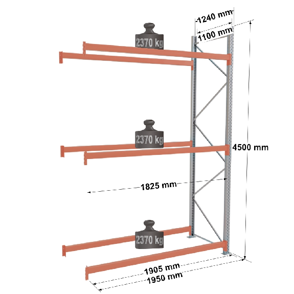 Rack - Kit suivant 4500x1825x1100 mm 3 niveaux de stockage palette Rack - Kit suivant 4500x1825x1100 mm 3 niveaux de stockage palette-Lire la description