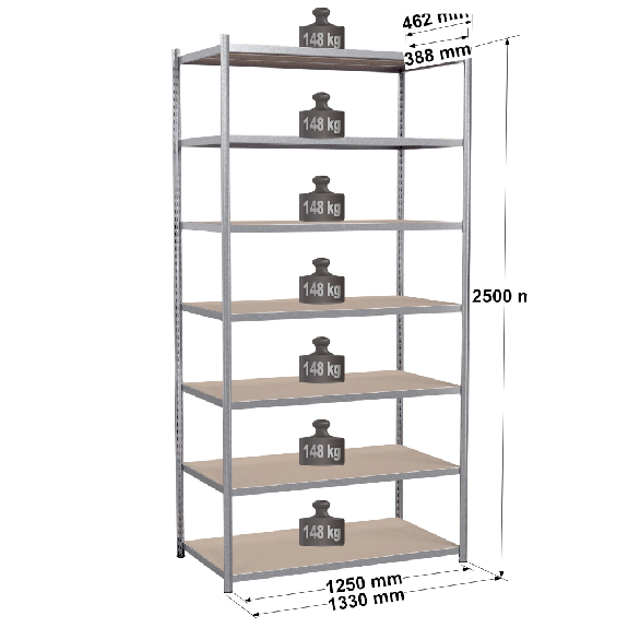 Rayonnage Epsiline - Kit départ galvanisé 2500x1250x388 mm 7 niv. Rayonnage Epsiline - Kit départ galvanisé 2500x1250x388 mm 7 niv.-Lire la description