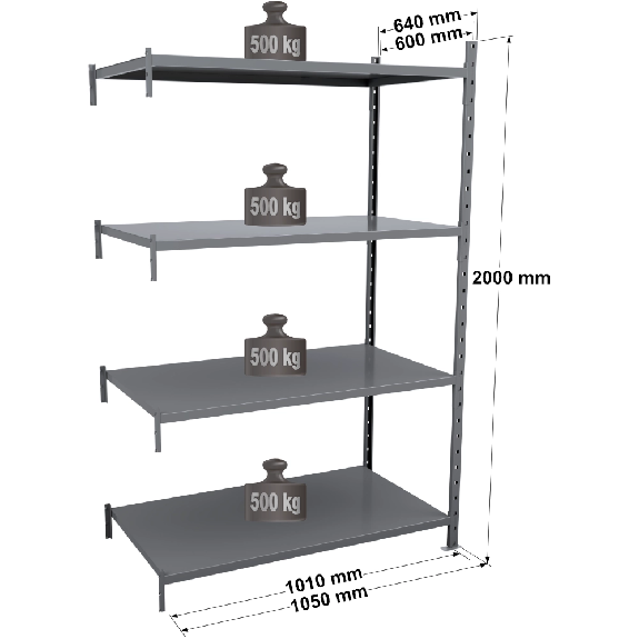 Rayonnage Kit suivant tôlé peint 2000x1010x600mm 4 niv. Rayonnage Kit suivant tôlé peint 2000x1010x600mm 4 niv.-Lire la description