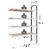 Rayonnage - kit suivant 2500x1500x800 mm 4 niv. - 384 kg/niveau