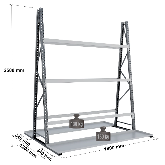 Rayonnage Epsivol vertical - Kit départ double face peint 2500x1800x1200 mm Rayonnage Epsivol vertical - Kit départ double face peint 2500x1800x1200 mm-Lire la description
