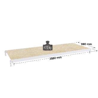 Rayonnage - niveau sup. peint 2500x800 mm, capacité charge 470 kg-Lire la description