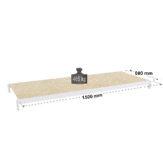 Rayonnage - niveau sup. peint 1500x800 mm, capacité charge 465 kg-Lire la description
