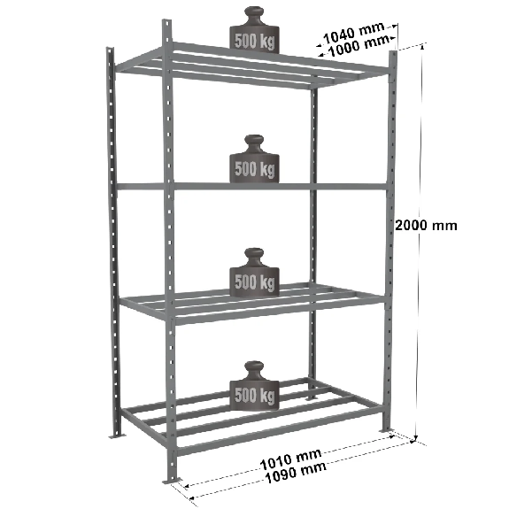 Rayonnage - Kit départ tubulaire peint 2000x1010x1000mm 4 niv. Rayonnage - Kit départ tubulaire peint 2000x1010x1000mm 4 niv.-Lire la description