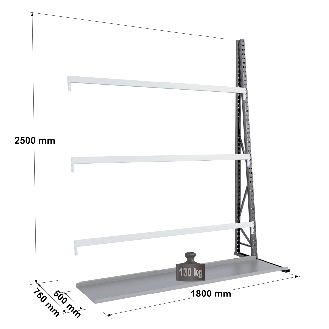 Rayonnage Epsivol vertical - Kit suivant simple face peint 2500x1800x760 mm-Lire la description