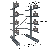 Cantilever lourd double face - Kit départ H. 2500 x L. 1000 x P. 1200 mm 4 niv.