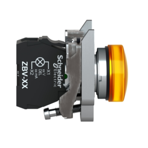 Schneider Electric - Leuchtmelder, Harmony XB4, Metall, 22mm, orange, universelle LED, glatte Kalotte-Beschreibung lesen