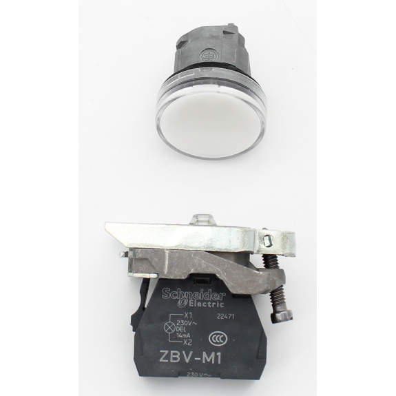 Schneider Electric - Leuchtmelder, Harmony XB4, Metall, 22mm, weiß¸, universelle LED, glatte Kalotte, Schraubklemme--Beschreibung lesen