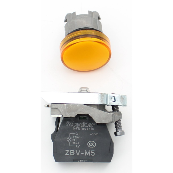 Schneider Electric - Leuchtmelder, Harmony XB4, Metall, 22mm, orange, universelle LED, glatte Kalotte, Schraubklemme-Beschreibung lesen