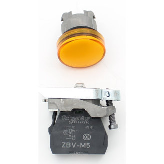 Schneider Electric - Leuchtmelder, Harmony XB4, Metall, 22mm, orange, universelle LED, glatte Kalotte, Schraubklemme-Beschreibung lesen