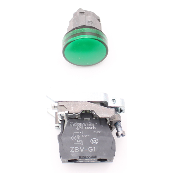 Schneider Electric - Leuchtmelder, Harmony XB4, Metall, 22mm, grün, universelle LED, glatte Kalotte-Beschreibung lesen