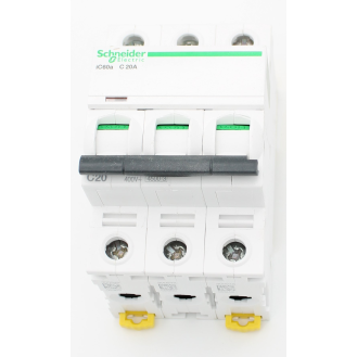 Schneider Electric - Schutzschalter Acti9 iC60a, 3P, 20 A, C curve, 4500 A (IEC 60898-1), 6 kA (IEC 60947-2)-Beschreibung lesen
