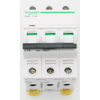 Schneider Electric - Schutzschalter Acti9 iC60a, 3P, 16 A, C curve, 4500 A (IEC 60898-1), 6 kA (IEC 60947-2)-Beschreibung lesen
