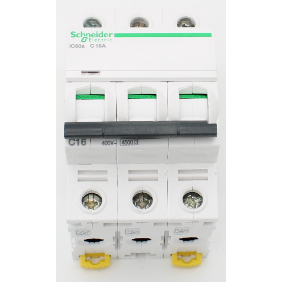 Schneider Electric - Schutzschalter Acti9 iC60a, 3P, 16 A, C curve, 4500 A (IEC 60898-1), 6 kA (IEC 60947-2)-Beschreibung lesen