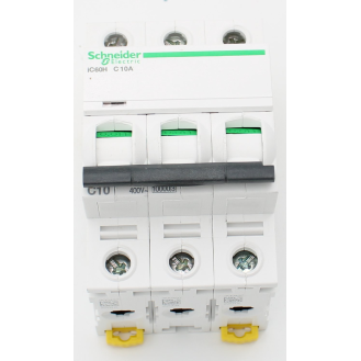 Schneider Electric -Schutzschalter Acti9 iC60H, 3P, 10A, C curve, 10000A (IEC/EN 60898-1), 15kA (IEC/EN 60947-2)-Beschreibung lesen
