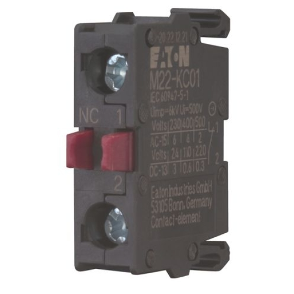 Eaton - M22-KC01 - Kontaktelement, Schraubklemmen, Bodenbefestigung, 1 Ö, 24 V 3 A, 220 V 230 V 240 V 6 A-Beschreibung lesen