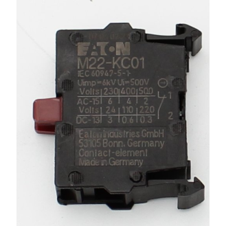 Eaton - M22-KC01 - Kontaktelement, Schraubklemmen, Bodenbefestigung, 1 Ö, 24 V 3 A, 220 V 230 V 240 V 6 A-Beschreibung lesen