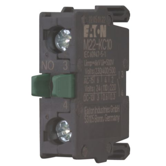 Eaton - M22-KC10 - Kontaktelement, Schraubklemmen, Bodenbefestigung, 1 S, 24 V 3 A, 220 V 230 V 240 V 6 A-Beschreibung lesen