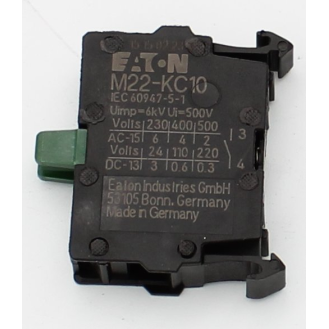 Eaton - M22-KC10 - Kontaktelement, Schraubklemmen, Bodenbefestigung, 1 S, 24 V 3 A, 220 V 230 V 240 V 6 A-Beschreibung lesen