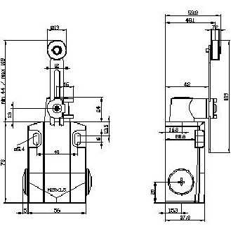 Siemens - Positionsschalter Metallgehäuse 56 mm breit Geräteanschluss 3x (M20x 1,5) 1S/1Ö-Beschreibung lesen