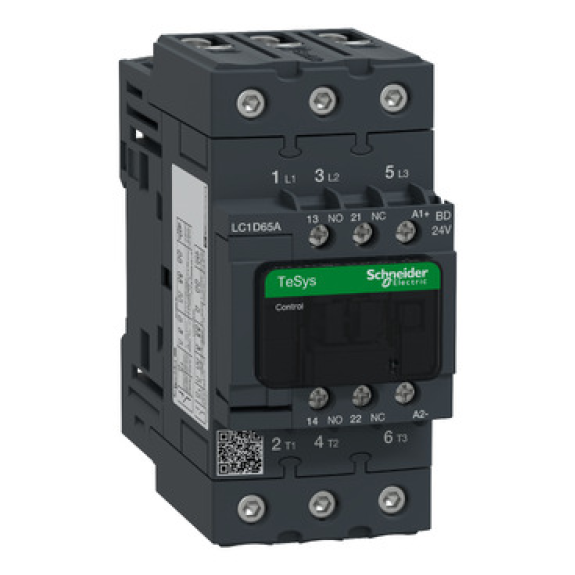 Schneider Electric - Leistungsschütz LC1D 3p, +1S+1Ö, 30 kW, 65 A, 400 V AC3, Spule 24 V DC-Beschreibung lesen