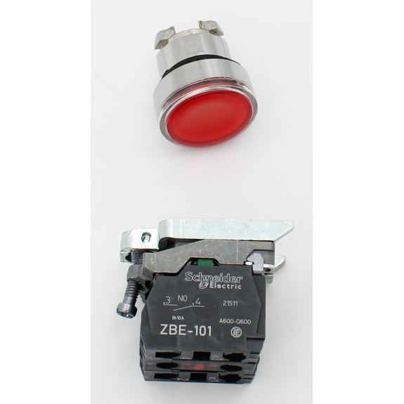 Schneider Electric - Leuchtdrucktaster, Harmony XB4, Metall, 22mm, rot, unbeschriftet, univ. LED, glatte Kalotte-Beschreibung lesen