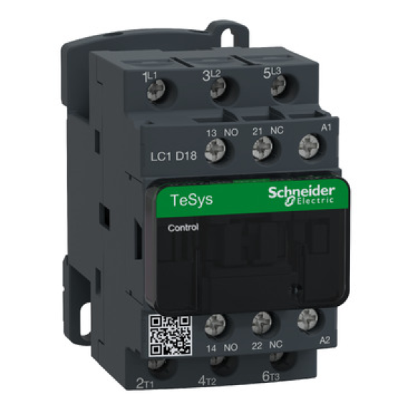 Schneider Electric - Leistungsschütz LC1D 3p, +1S+1Ö, 7.5 kW, 18 A, 400 V AC3, Spule 24 V AC-Beschreibung lesen