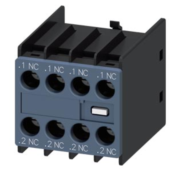 Siemens - Hilfsschalter, frontseitig, 4 Ö, .1/.2, .1/.2, .1/.2, .1/.2, Strombahn: 1 Ö, 1 Ö, 1 Ö, 1 Ö,-Beschreibung lesen