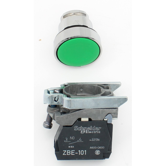Schneider Electric - Drucktaster, Harmony XB4, Metall, 22mm, grün, unbeschriftet, tastend, Schraubklemme, 1S-Beschreibung lesen