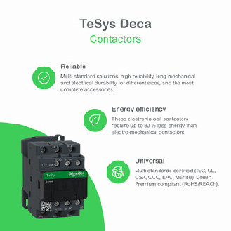 Schneider Electric - Leistungsschütz LC1D 3p, +1S+1Ö, 45 kW, 95 A, 400 V AC3, Spule 110 V AC-Beschreibung lesen