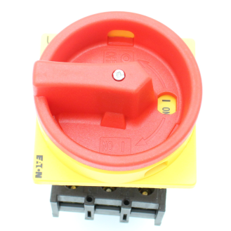 Eaton - P1-25/EA/SVB - Hauptschalter, P1, 25 A, Einbau, 3-polig, NOT-AUS-Funktion, Drehgriff rot, Sperrkranz gelb-Beschreibung lesen