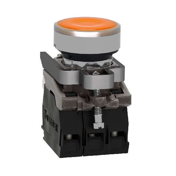 Schneider Electric - Leuchtdrucktaster, Harmony XB4, Metall, 22mm, orange, unbeschriftet, univ. LED, glatte Kalotte-Beschreibung lesen