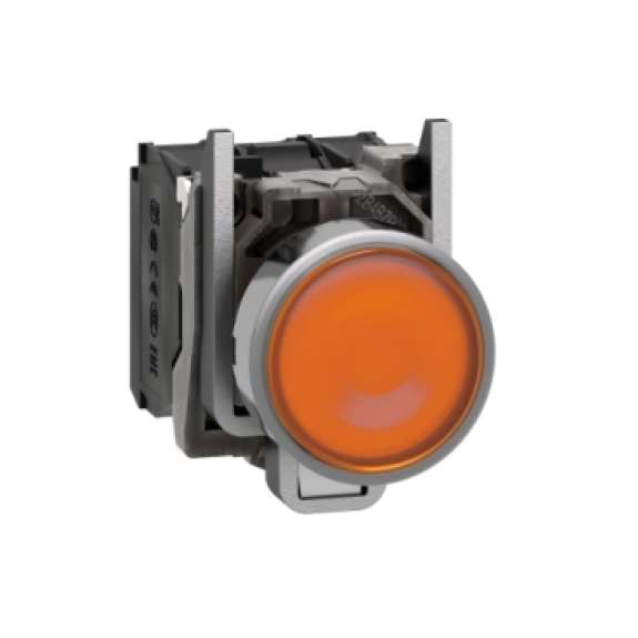 Schneider Electric - Leuchtdrucktaster, Harmony XB4, Metall, 22mm, orange, unbeschriftet, univ. LED, glatte Kalotte-Beschreibung lesen